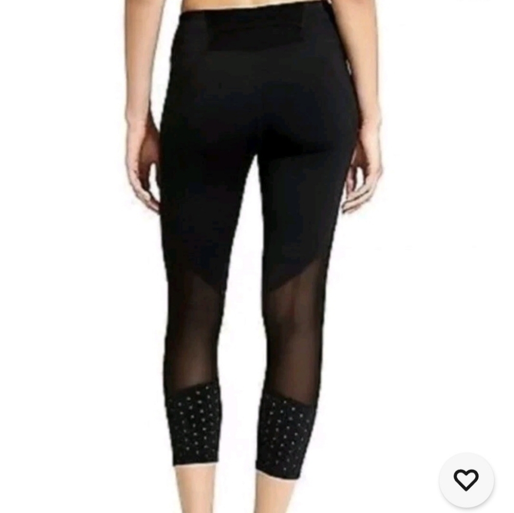 Athleta Laser Mesh Sonar Capri Leggings Black Sz XXS